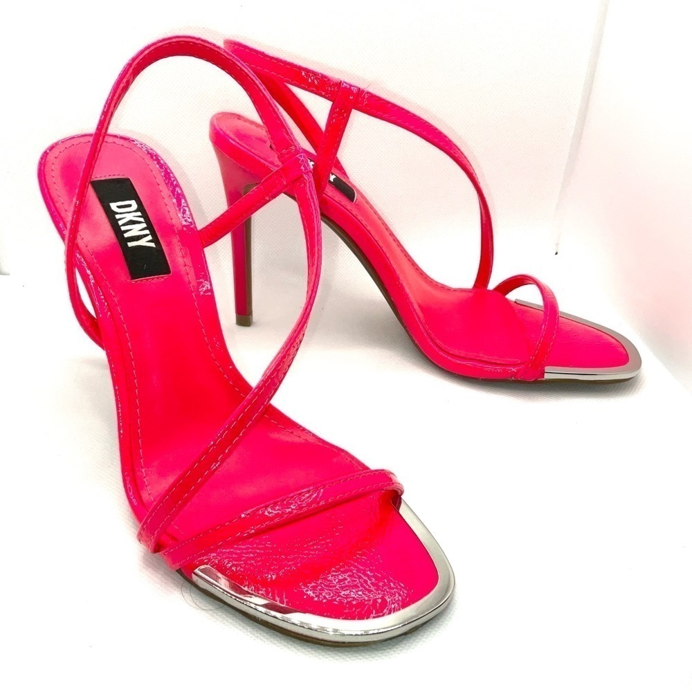 DKNY Shoes High Heels Pink‎ Hot Neon Fluorescent Strappy Sandals Size 5.5 NWT